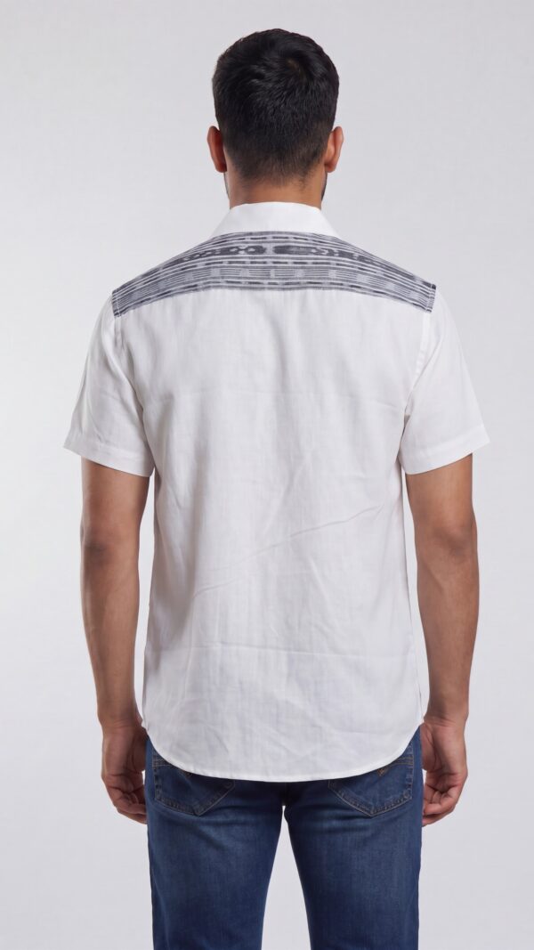 Men  White Charcoal Grey Cotton Sambalpuri Handloom Shirt