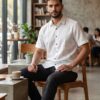 Untitled design - 5 Men White Cotton Applique Handloom Shirt