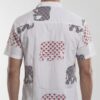 Men  White Cotton Elephant Print Handloom Shirt