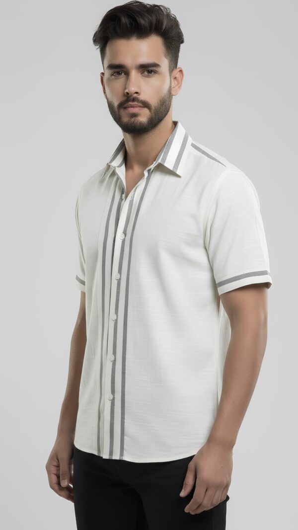 Untitled design - 3 Men White Grey Cotton Vertical Striped Handloom Shirt