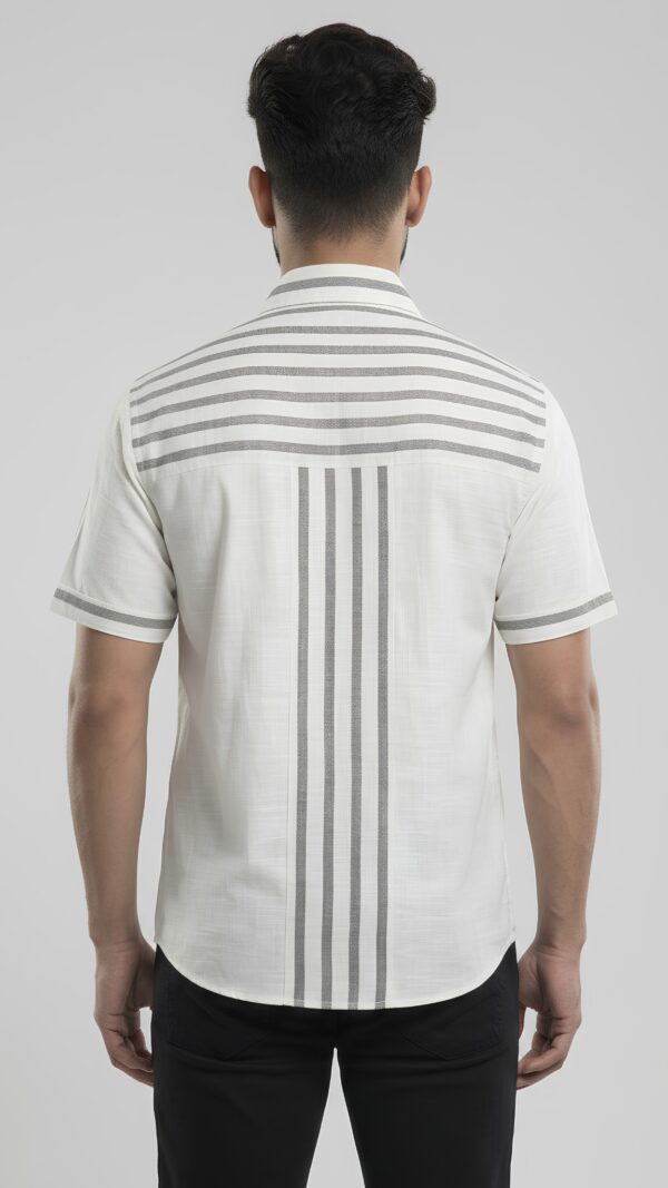 Untitled design - 4 Men White Grey Cotton Vertical Striped Handloom Shirt
