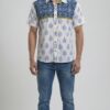 Men  White Royal Blue Olive Green Cotton Patchwork Block print Handloom Shirt